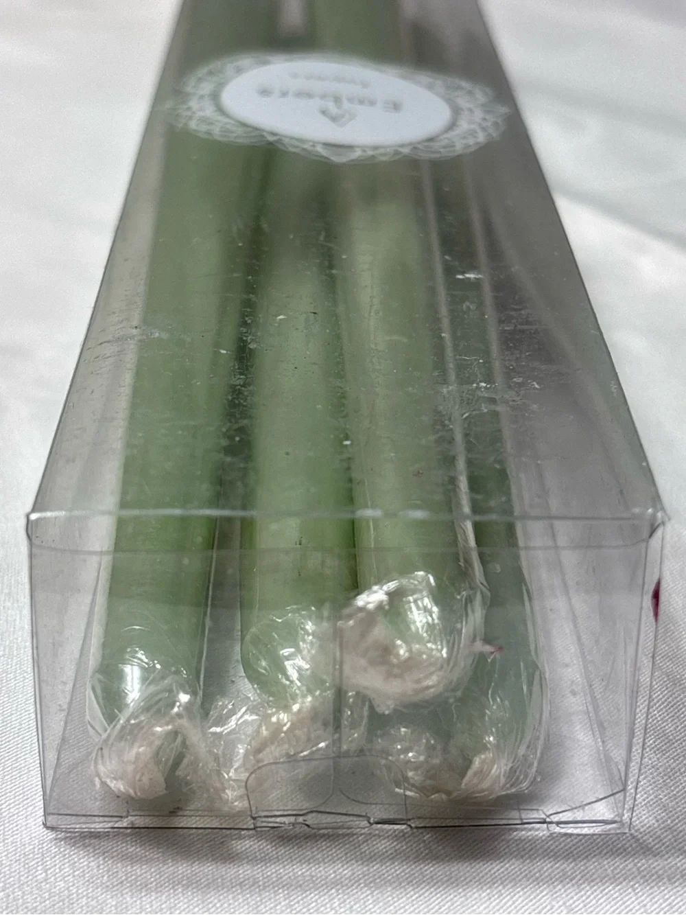 Embers Sea Grass Green Taper Candles 10” Unscented Set of 6 New
